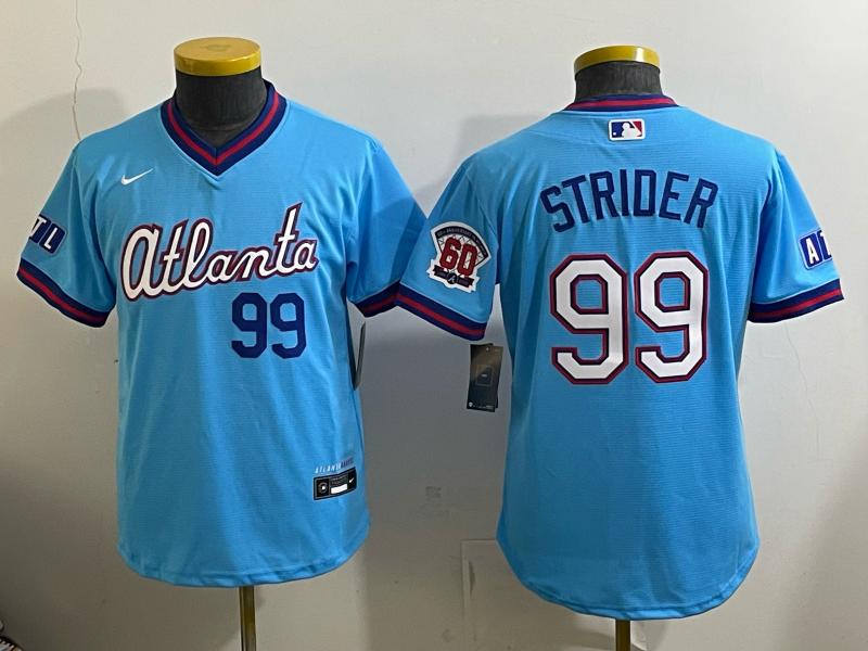 women Atlanta Braves #99 Strider blue Nike 2026 Jersey 052008->youth mlb jersey->Youth Jersey